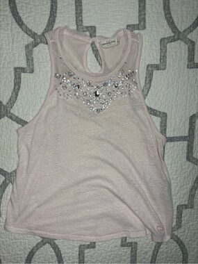 Abercrombie and Fitch Pale Pink Embellished Racerback Tank Top